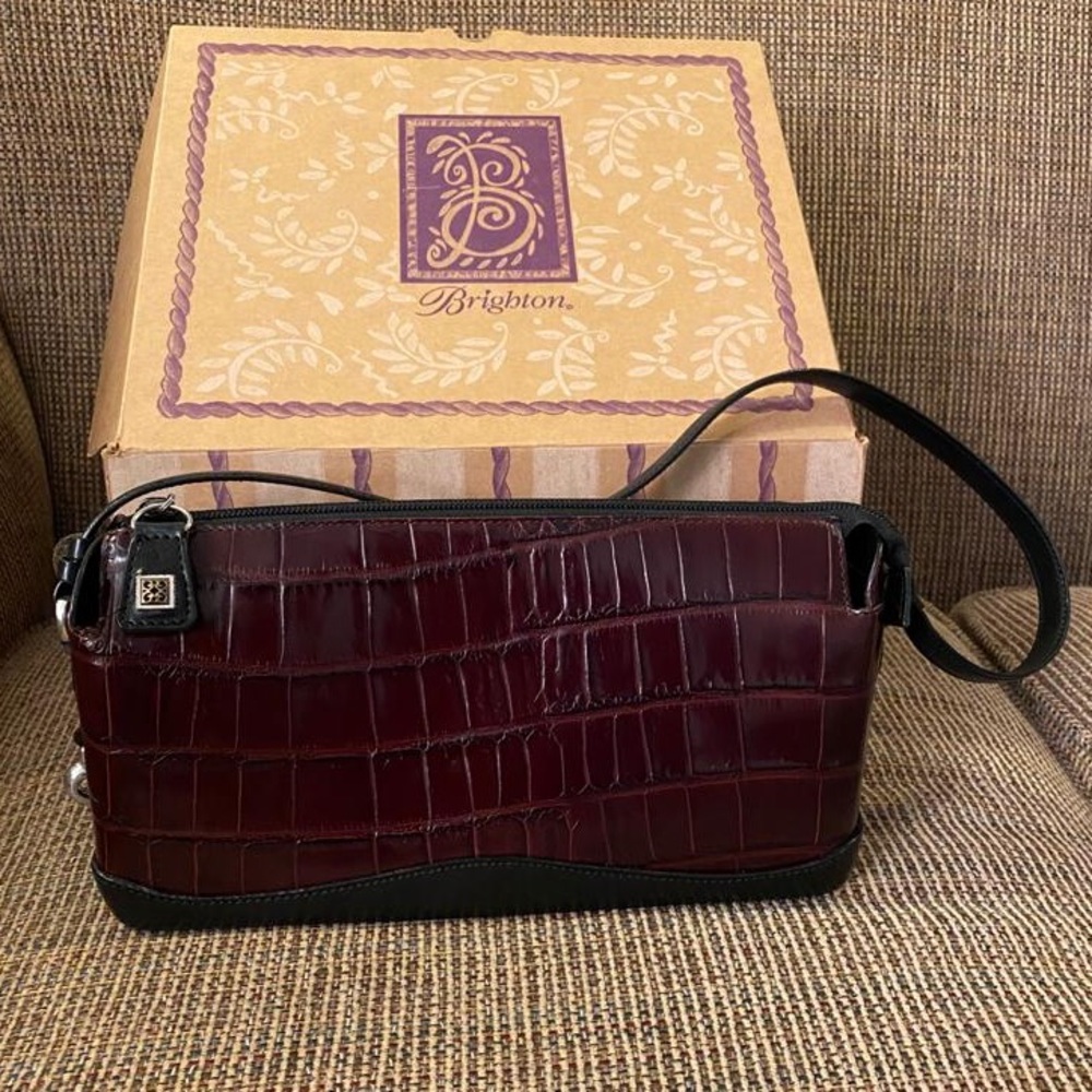 RARE💸NWOT Brighton Chocolate-Brown Crocodile Leather💼
